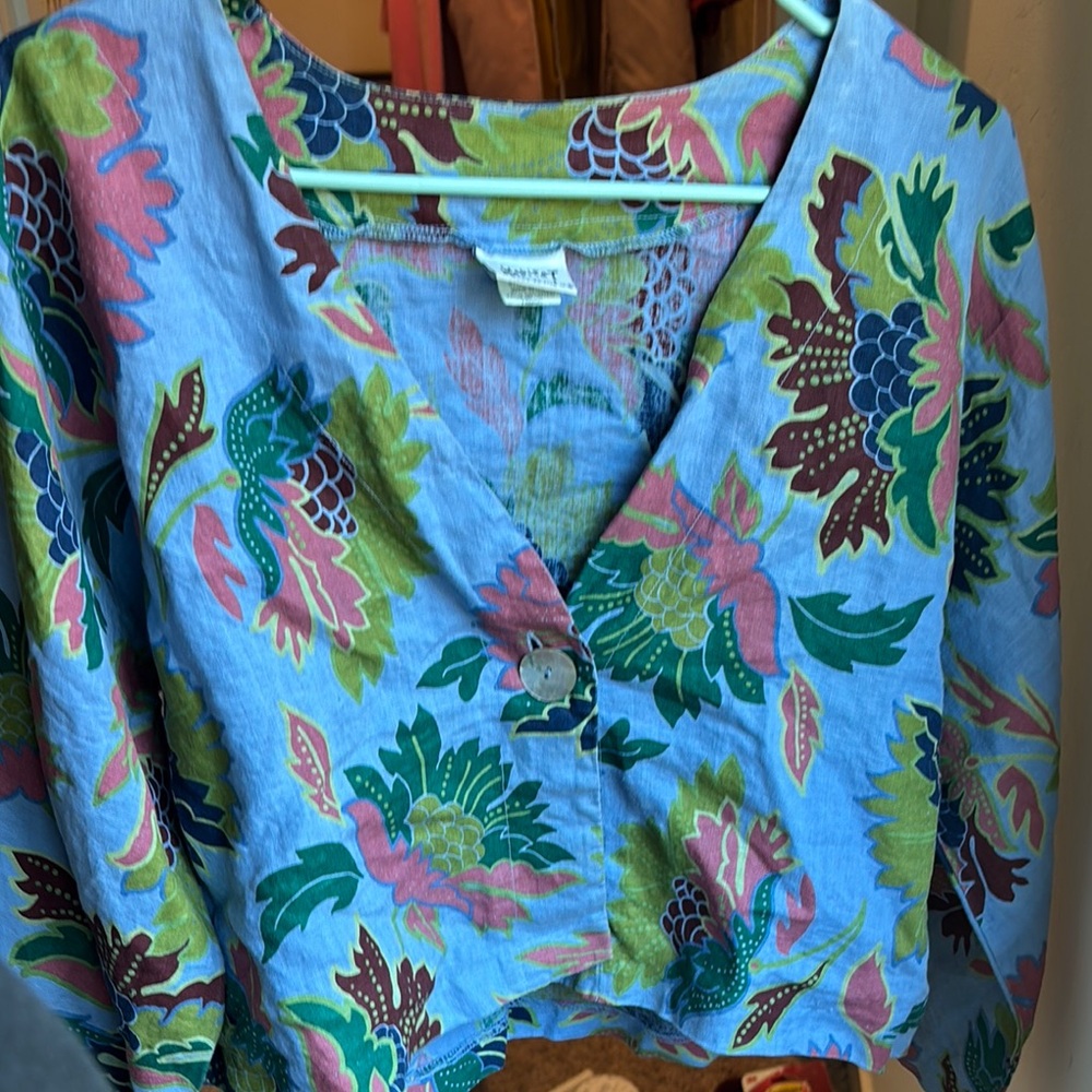 Habitat Blue and Pink Blouse Elegant Top